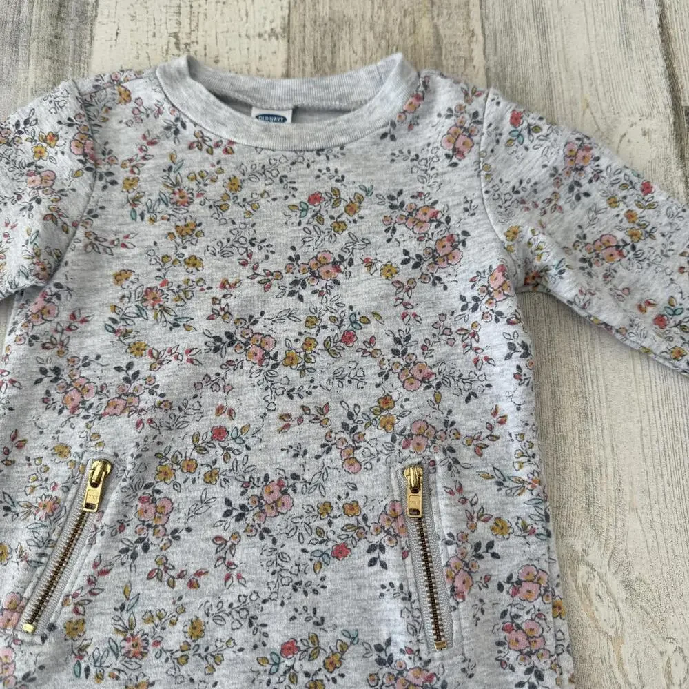Old Navy Floral Print Sweatshirt Dress - Girls 3-6M Soft Colorful